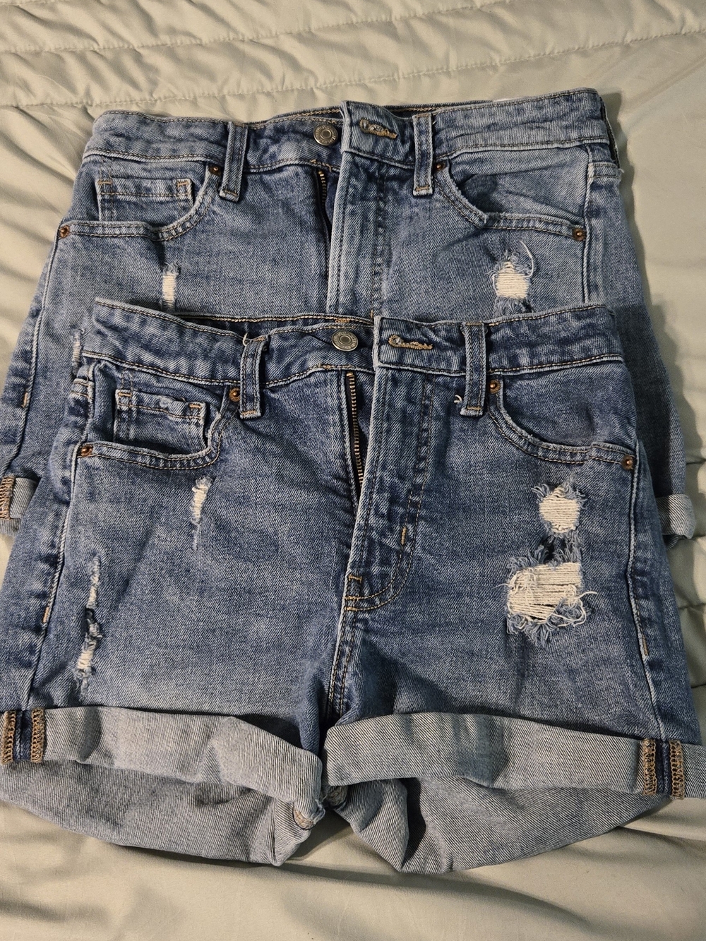 2 Pairs Old Navy Blue Distressed Roll-Cuff Jean Shorts
